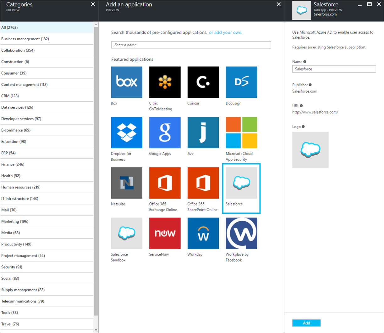 The application gallery