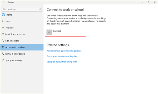 connect to work or school