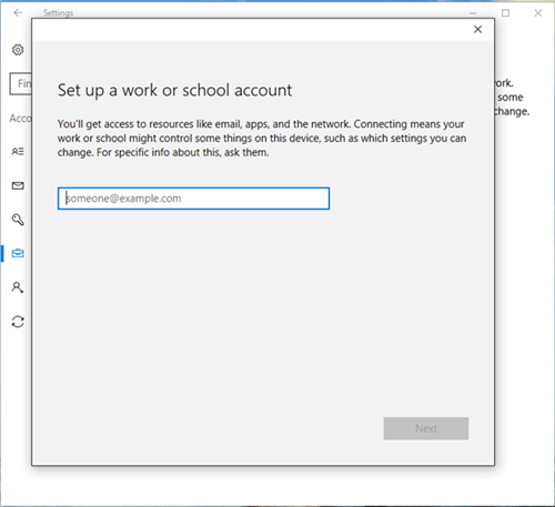 Enter your work or school-account