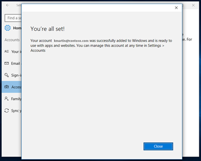 Select close on the "You're all set!" screen
