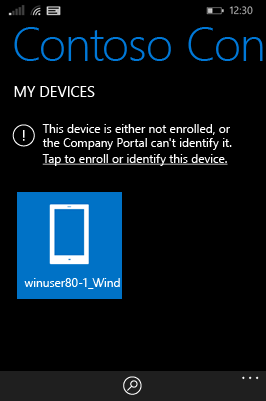 Tap to enroll or identify this device screen