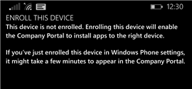 Enroll this device screen