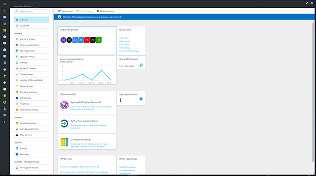 Screenshot of the Azure portal