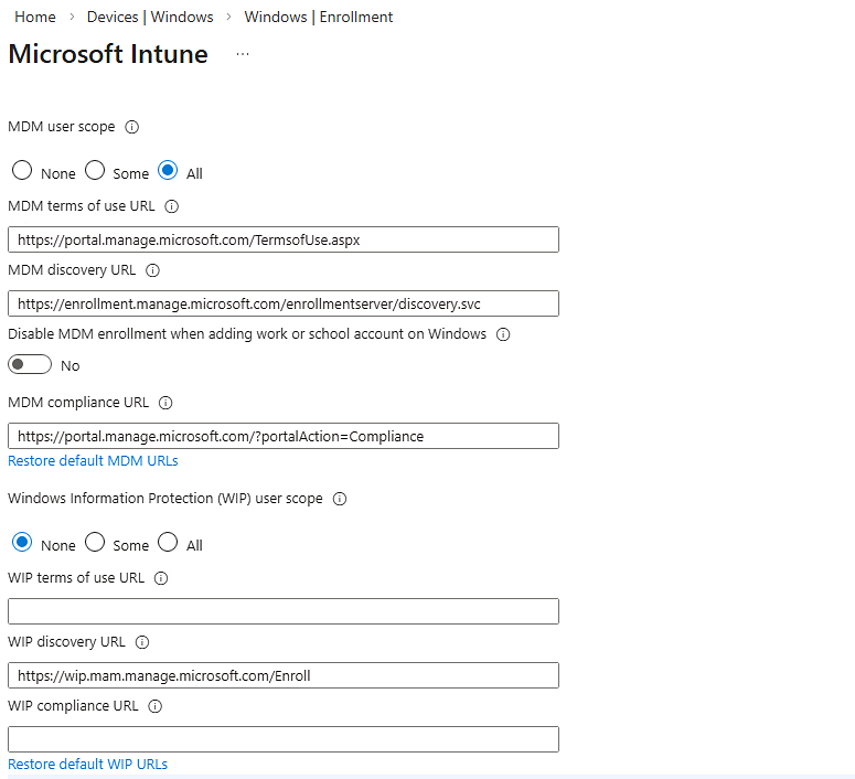 Screenshot of the Azure portal