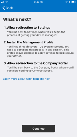 What's next screen.