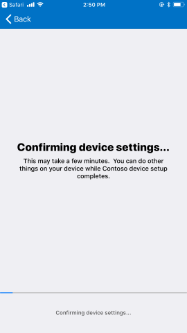 Confirming device settings.