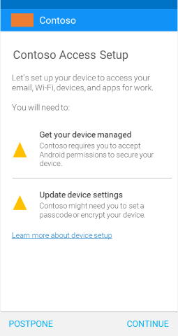 Company access setup screen