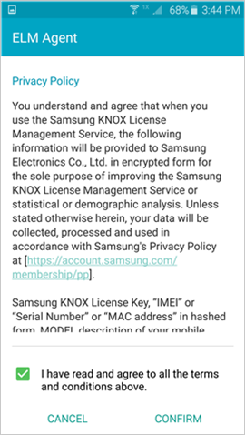 Samsung Knox privacy policy