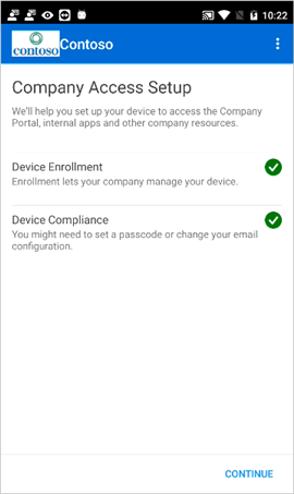 Company access setup screen