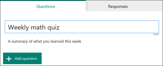 Name and subtitle entered for a new quiz