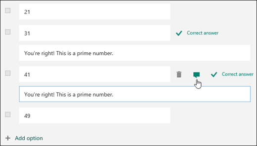 A quiz question displayed with correct answer text next to two correct answers